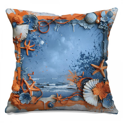 Seaside Throw Pillow, Nautical Double Sided Pillows