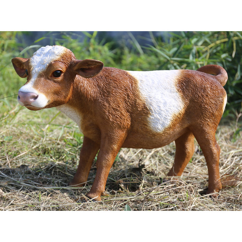 Brown and White Polyresin Standing Cow Statue