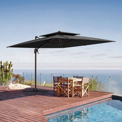 118" Square Double Top Patio Cantilever Umbrella, Weighted Base Not Included