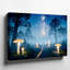 Toile, "Mystical Forest Scène at Twilight", art mural de champignon bioluminescent avec une lueur chaleureuse au milieu de la toile-1289576436