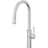 Davoli Pull-Down Kitchen Faucet with Button Sprayer - High Arc Spout