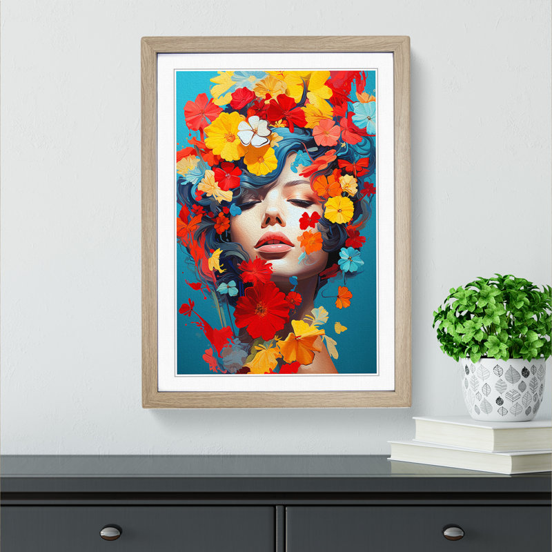 Floral Art Pop Art - Framed Print, Oak Framed, 34cm H x 25cm W