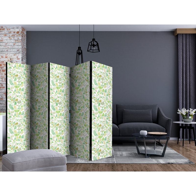 Haniff 225cm W x 172cm H 5 - Panel Solid Wood Folding Room Divider
