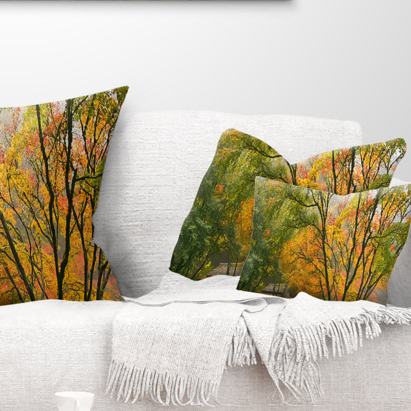 Canopy of Maple Trees in Fall - Landscape Printed Throw Pillow