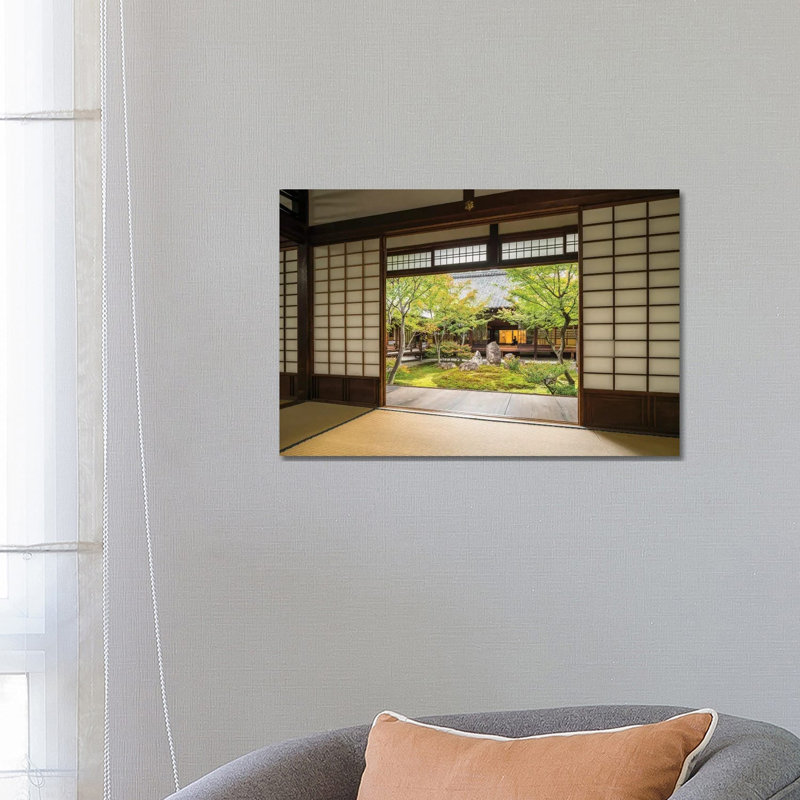 Traditional Japanese Tatami Room At The Kennin-Ji Temple, Gion, Kyoto by Jan Becke - Wrapped Canvas Print