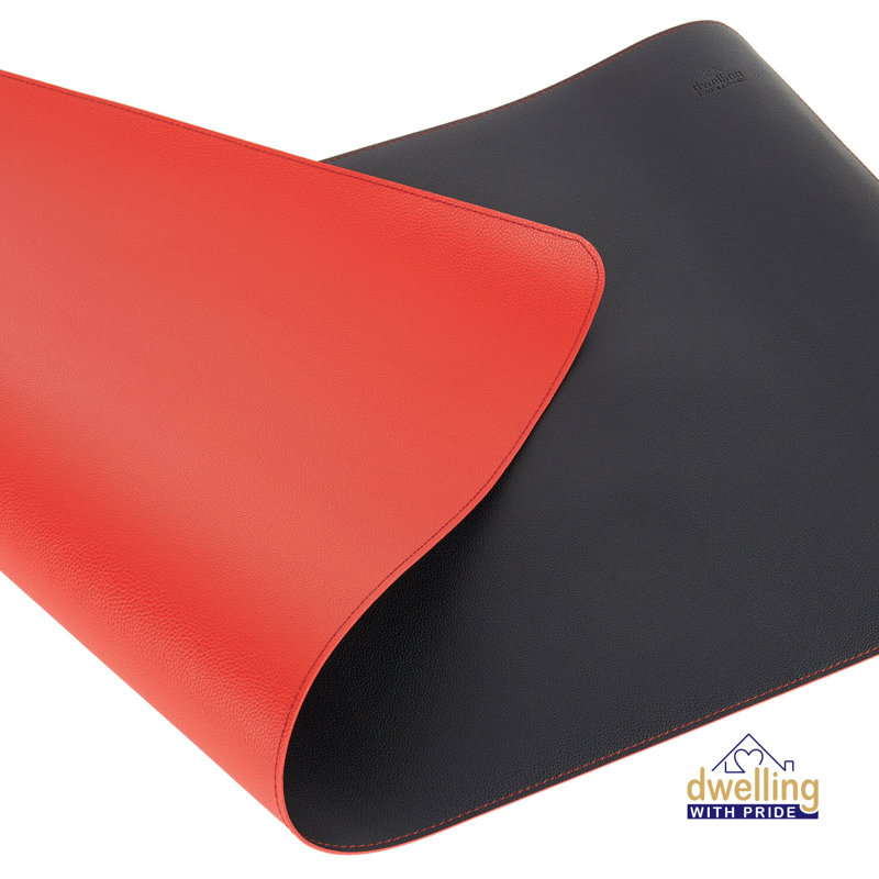 Leather Desk Pad, Red and Black