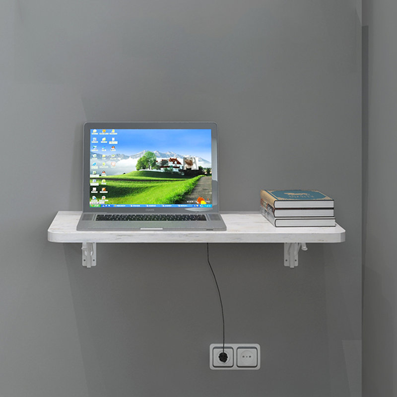 Litsa Solid Wood Base Floating Desk, White