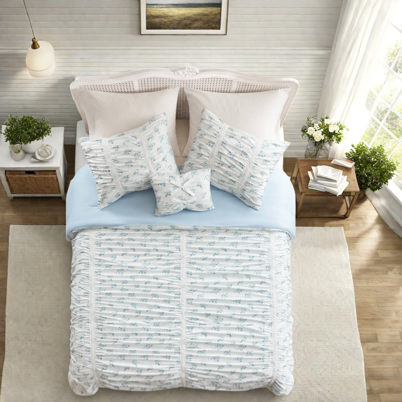 Striped and Floral Comforter Set