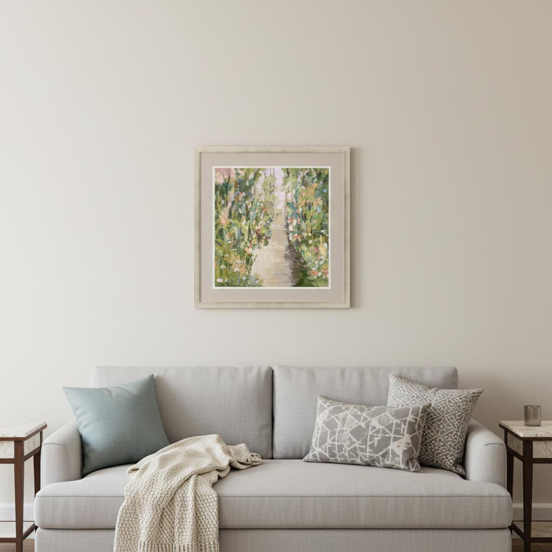 «Garden Delight Lane», reproduction d'art encadrée dorée