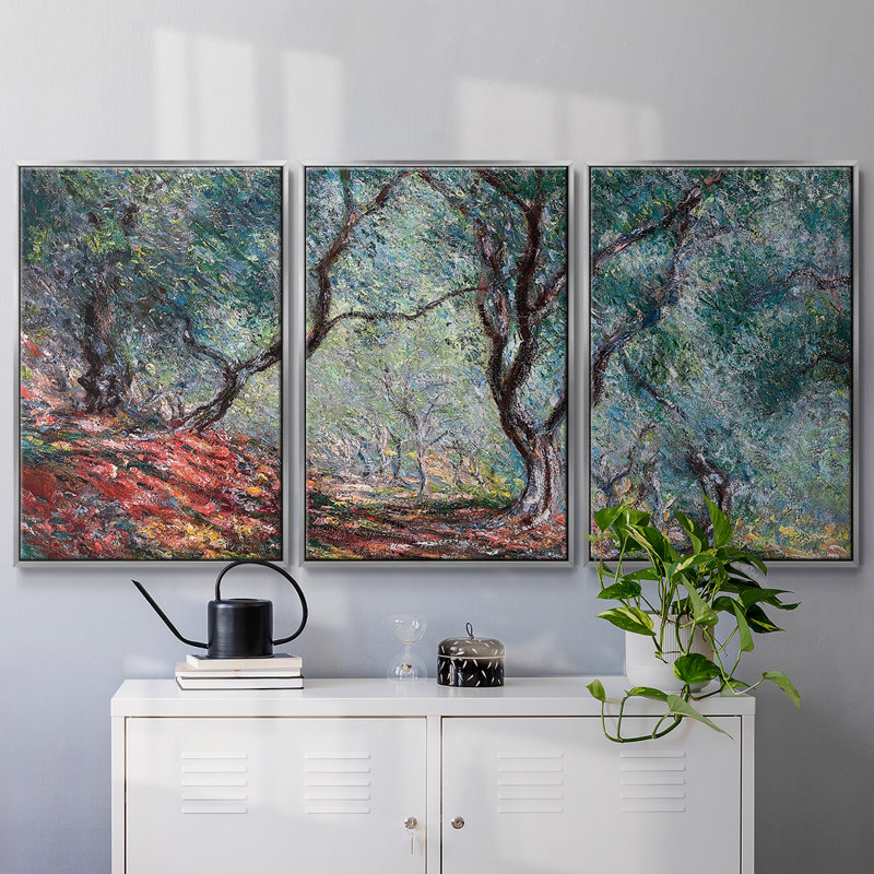 Olive Tree In The Moreno Garden, 1884, reproduction d'art encadrée sur toile, H 36 po x l 75 po x P 2 po, Argent