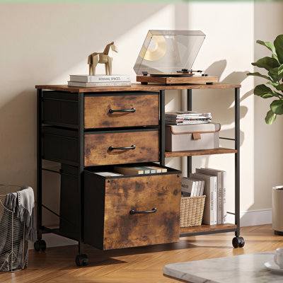 Kaylianna 29.6'' File Cabinet, Mobile Filing Cabinet With Shelves and Storage Drawers, Home Office Filing Cabinets for A4/Letter/Legal, Printer Cabinet