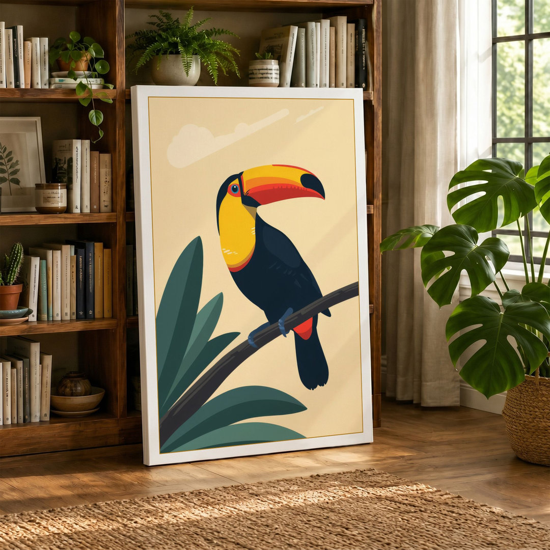 Toucan on Branch Tropical - Wrapped Canvas