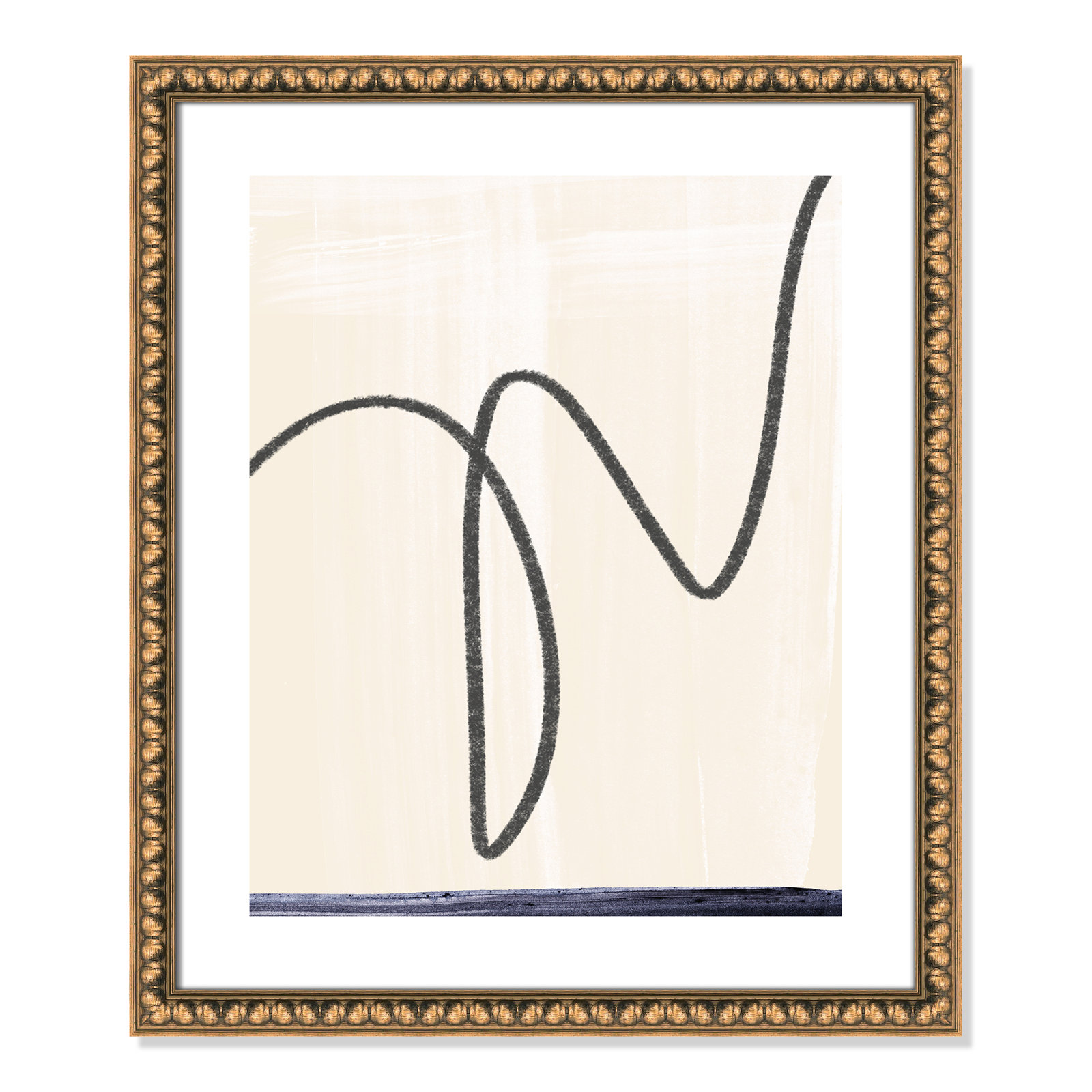Tigerlily "Departured I" Painting, 26.5" H x 22.5" W x 1.13" D, Gold Bead Framed Paper