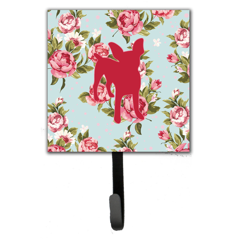 Porte-laisse et crochet mural shabby élégance roses