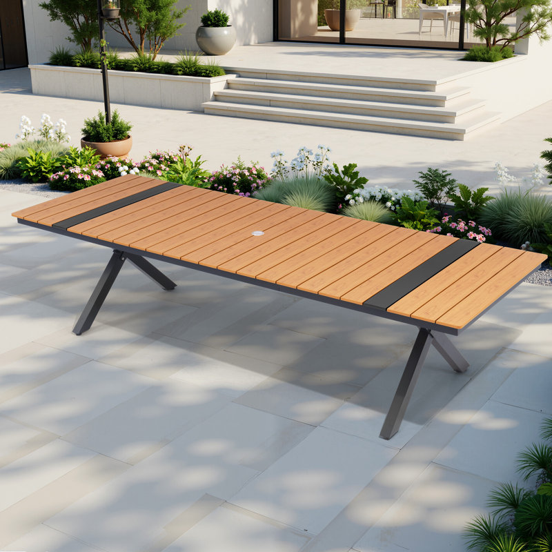 Table de salle à manger pour l'extérieur 8-12 personnes, Brun, H 29,3 po x l 118,1 po x P 40,6 po