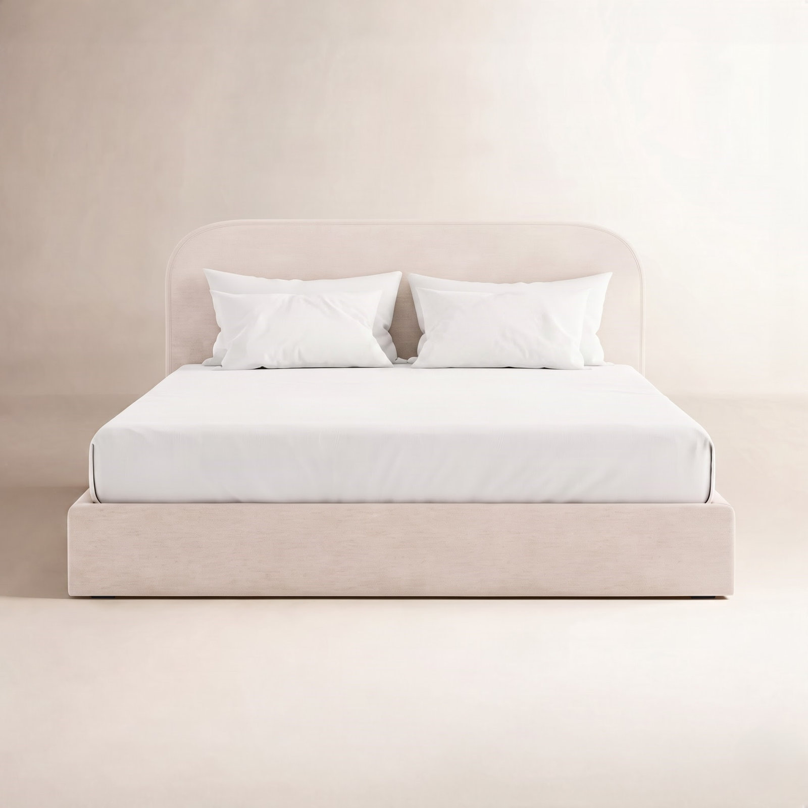 Nara Open-Frame Bed, Chai Shearling, Full