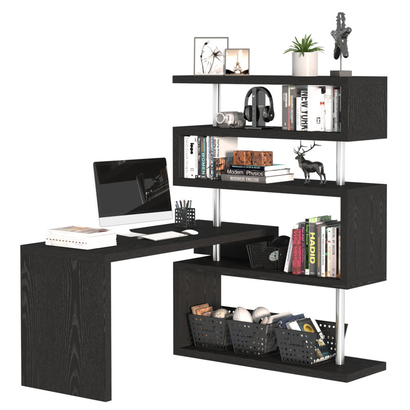 Bureau en Y réversible Yerby, Noir, noir, noir, noir