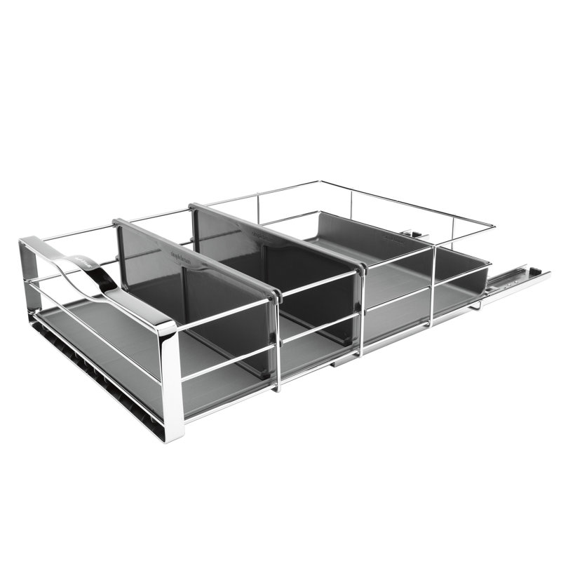 simplehuman 35cm pull-out cabinet kitchen cupboard organiser, grey plastic with heavy-gauge steel frame