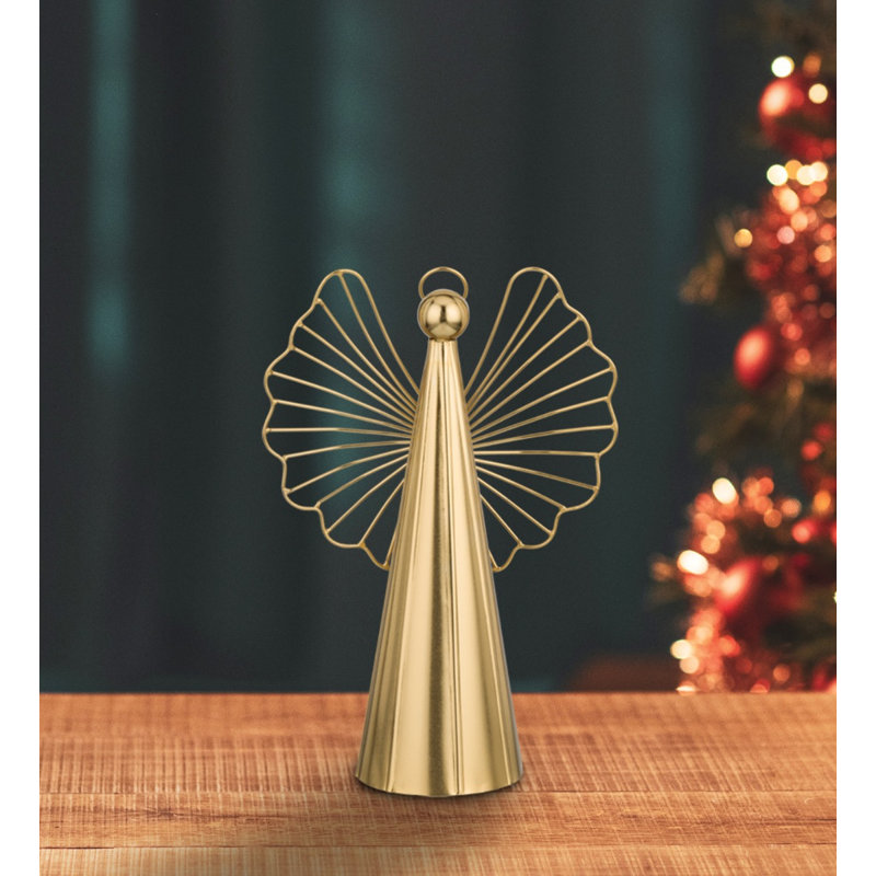 Figurine standard ange en métal, H 3,5 po x l 10 po x P 7,25 po