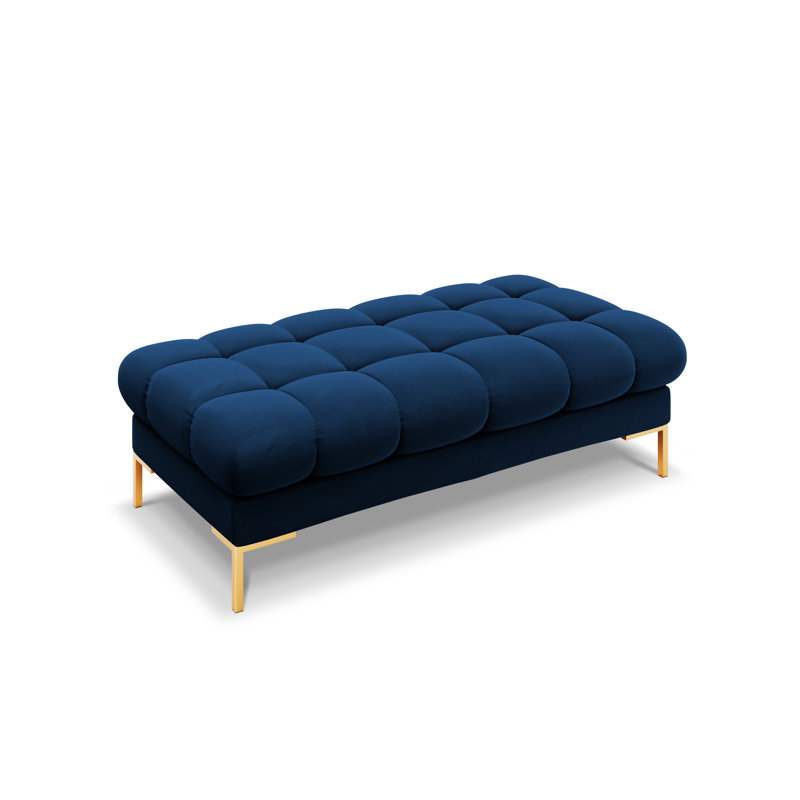 Asbell Polyester Upholstered Bench, Royal Blue, Gold