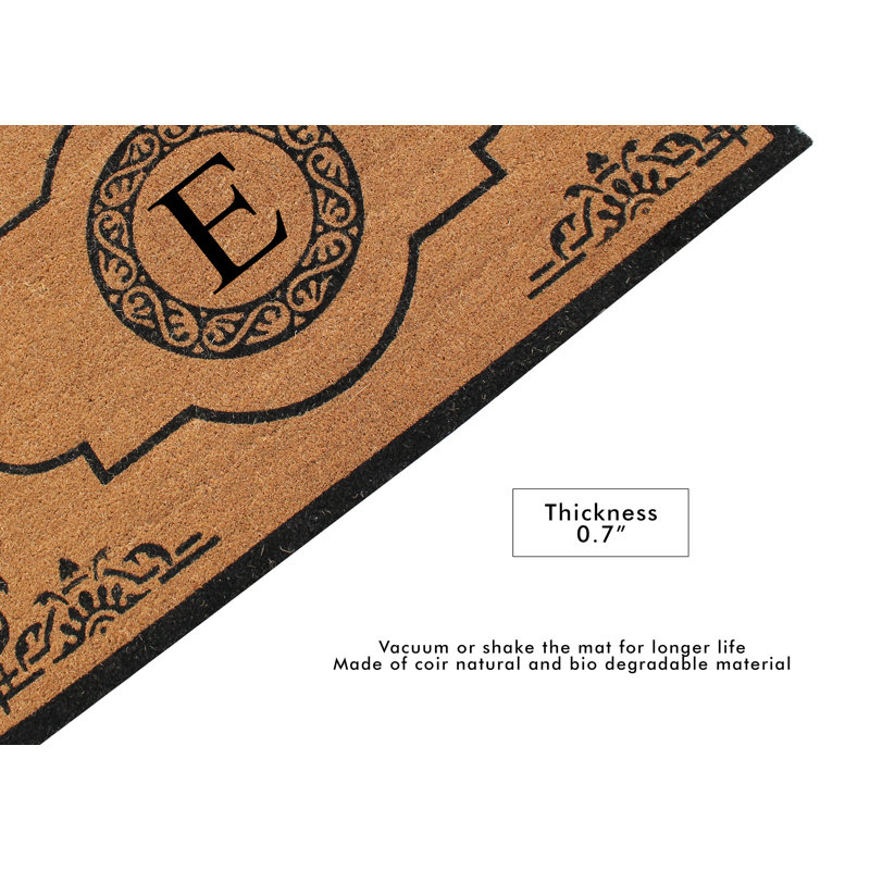 Issac Natural Coir and PVC Backing 36" X 72" Double Door Mat Outdoor Entrance Monogrammed Doormat , E