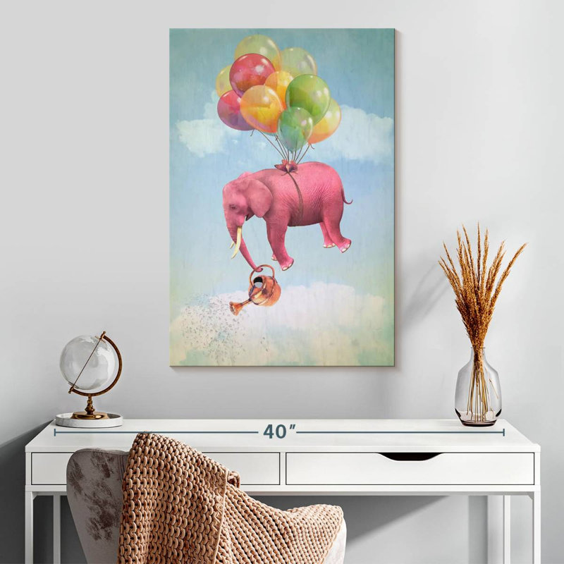 Floating Pink Elephant, 30" H x 20" W