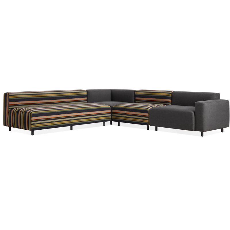 9 Yard Outdoor 5 - Seat Patio Sectional, Coal Sunbrella®, Right