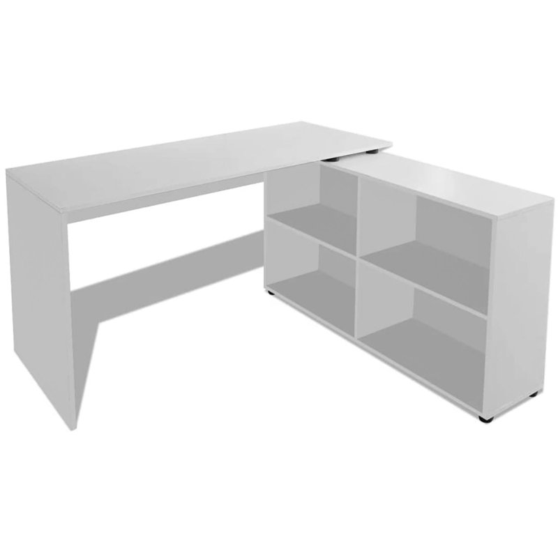 Evalett L-Shaped Computer Desk, White