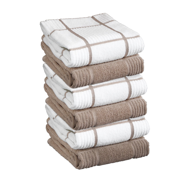 T-fal Solid and Check Dish Cloth, Sand