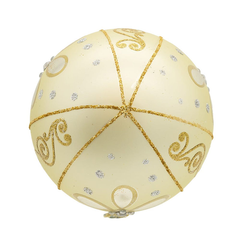 Ornements en forme de boule dorée en verre 80mm Kurt Adler, boîte de 6 pièces