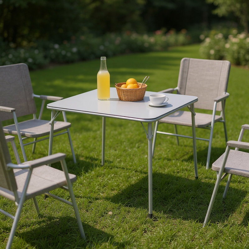 31.5" Folding Dining Table, Foldable For Easy Storage, Collapsible Legs Saving Space For Indoor/outdoor No Assembly, Grey