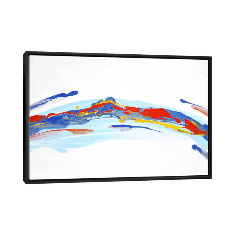 « river mountain », reproduction d’art sur toile tendue, H 18 po x l 26 po x P 1,5 po, Toile avec cadre noir, Pas de tapis
