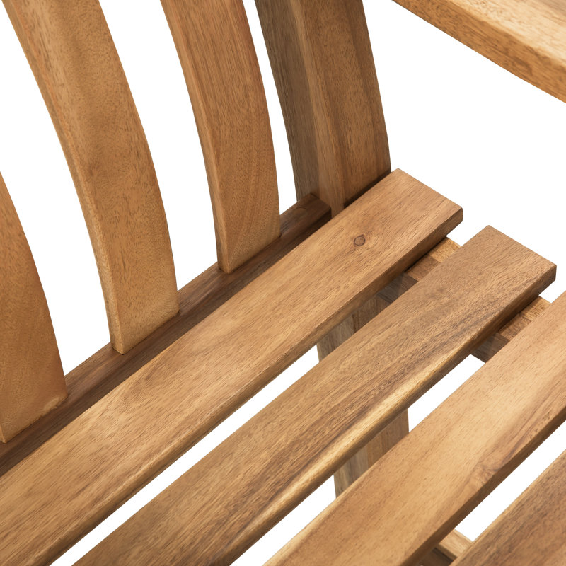 Banc d'extérieur en bois massif avec dossier incurvé et accoudoirs Lima