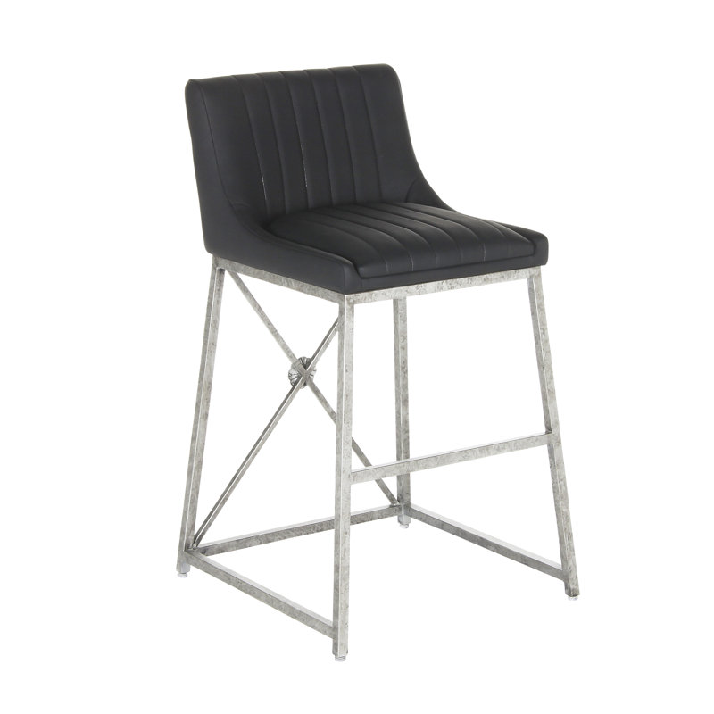 Tabouret Medallion, Noir, Argent royal, Tabouret de comptoir (siège d'une hauteur de 26 p