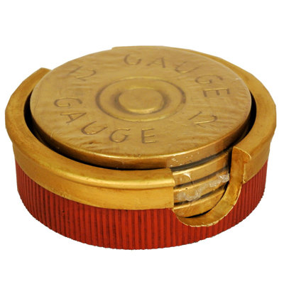 Round 4 Piece Coaster Set With Holder