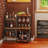 Mini Bar Table  3-Tier Trapezoidal Liquor Bottle Display Shelf with Glass Holder and Fences