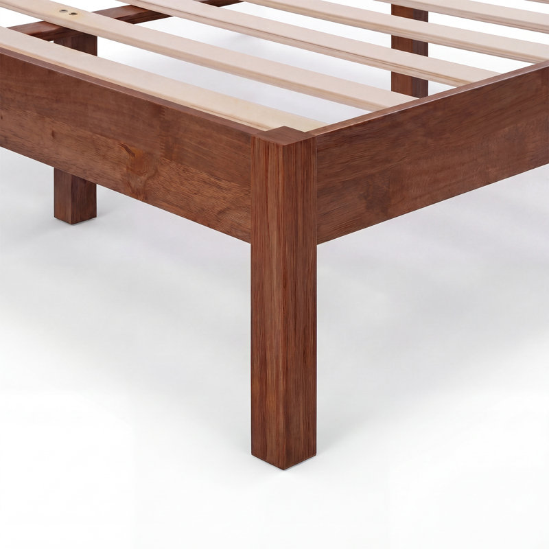 Lit plateforme classique en bois massif avec tête de lit, très grand, finition cerisier, aucun sommier requis, assemblage facile