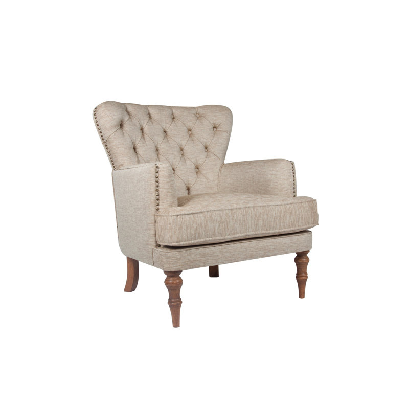 Élégant fauteuil à oreilles, brun laiteux, 30,7 po x 36,2 po x 36,2 po | Structure en bois massif et tissu 100% polyester, facile à nettoyer | Parfait pour un décor rustique et traditionnel, des sièges confortables pour le salon et le salon de l'hôtel