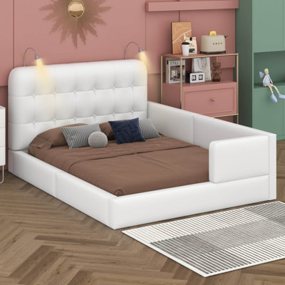 Upholstered Platform Bed With Reading Lights