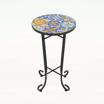 Reginald Outdoor Ceramic Top Side Table