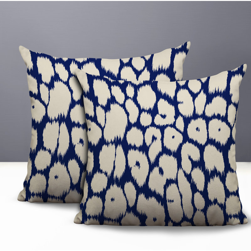 Oreiller réversible Clio Zebra, 18x18, Blue
