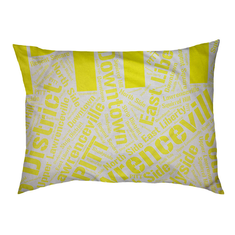 Coussin de chien « districts », Moyen (H 9,5 po x l 28 po x P 18 po), Jaune, Pittsburgh