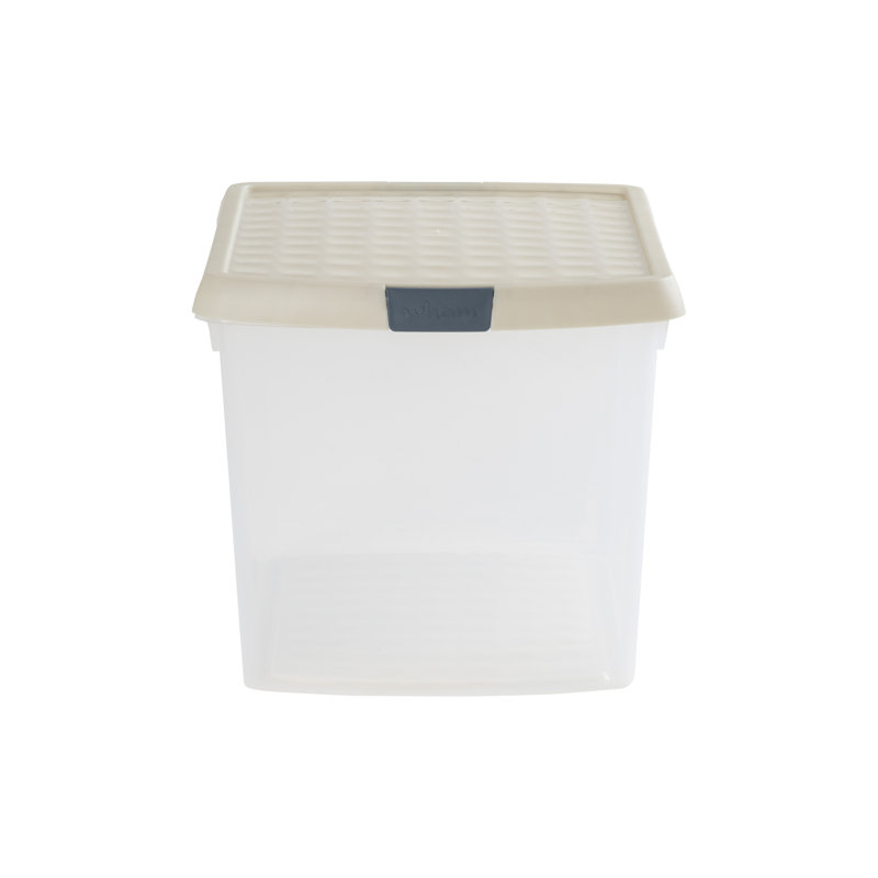 Wham Clip 21.5L Rectangular Plastic Storage Boxes with Secure Clip Lock Lids. L:39 x W:29 x H:25.5cm Clear/Stone/Slate Grey