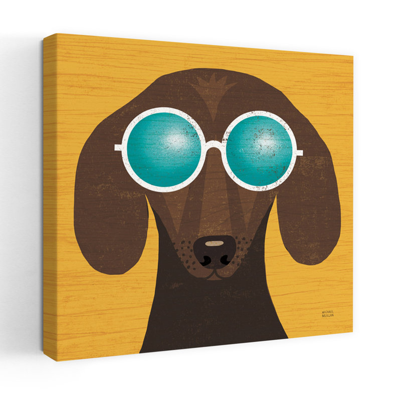 «Beach Bums Dachshund I», chien fantaisiste, art de plage, H 32 po x l 32 po