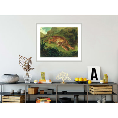 «Tiger and Snake» par Eugène Delacroix, impression giclée sur cadre