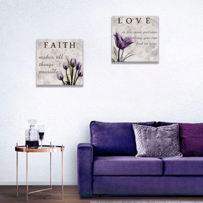 «Love Faith», tulipe mauve, sur toile tendue
