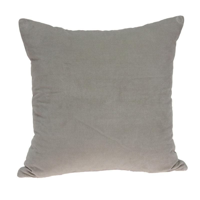Coussin décoratif carré en mélange de coton 20 po Emma Gray, Polyester / Bourre en polyester, Gris, 20 po x 20 po