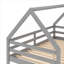 Structure de lit double superposé simple à profil bas, construction en pin massif, gris neutre avec échelle d'accès