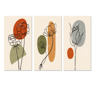 Ensemble de 3 pièces japonaises, "Creative Leaves I" - Mid-Century Modern Art