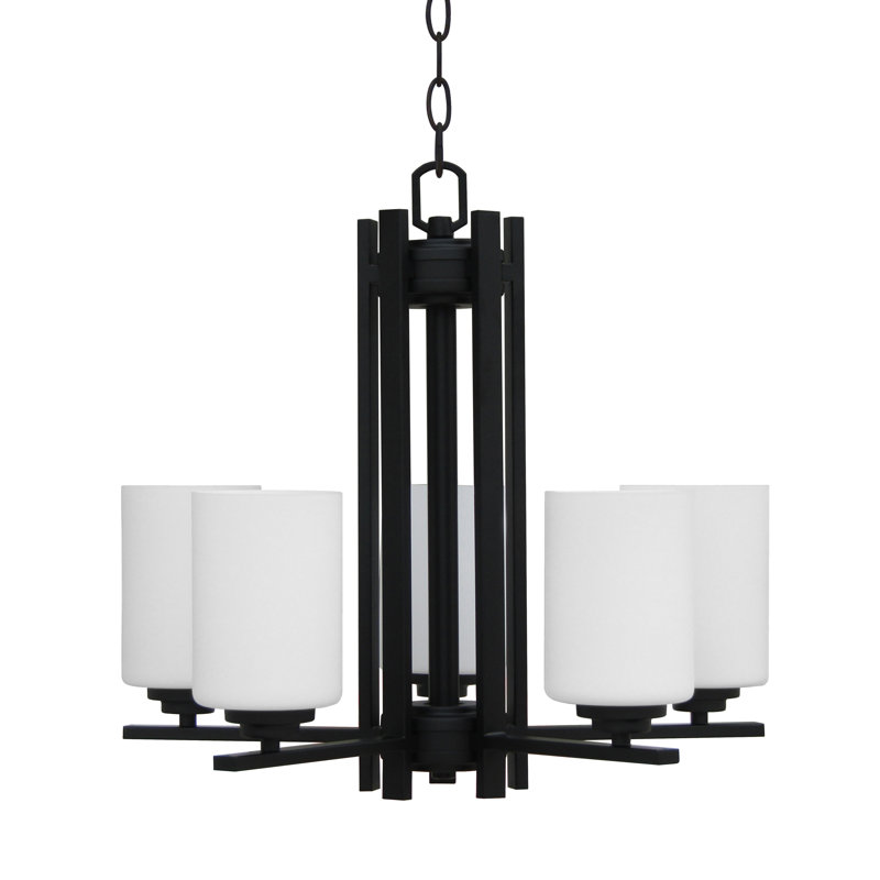 Lustre classique à 5 lumières avec abat-jour, Noir